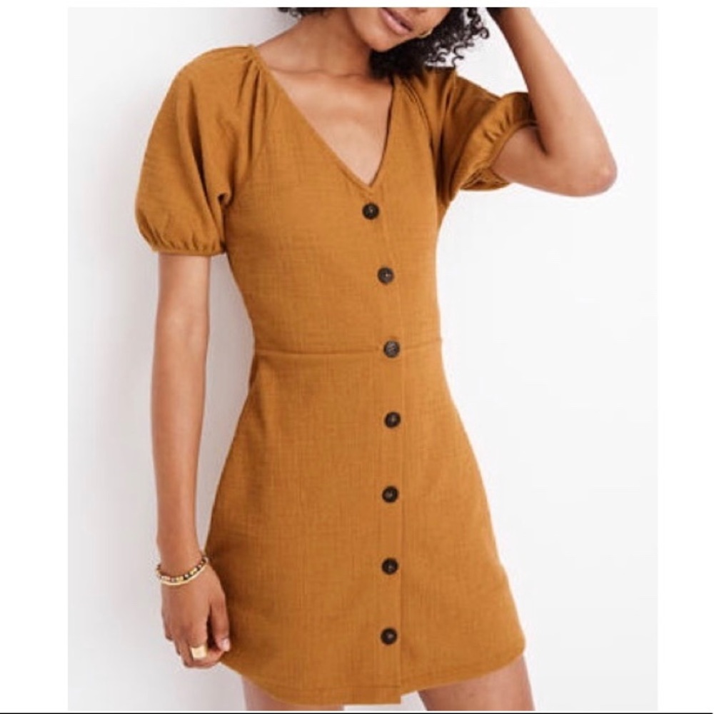 Madewell Button Down Mustard Dress - Picture 1 of 5